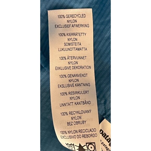 New Patagonia Houdini Vessel Blue Nylon Full Zip Packable Hooded Rain Jacket - Picture 12 of 14